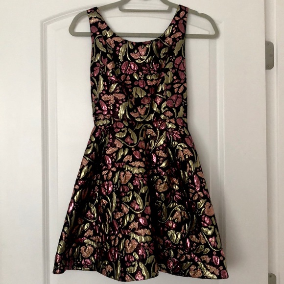 Free People Metallic mini flare black and pink dress - Picture 3 of 6